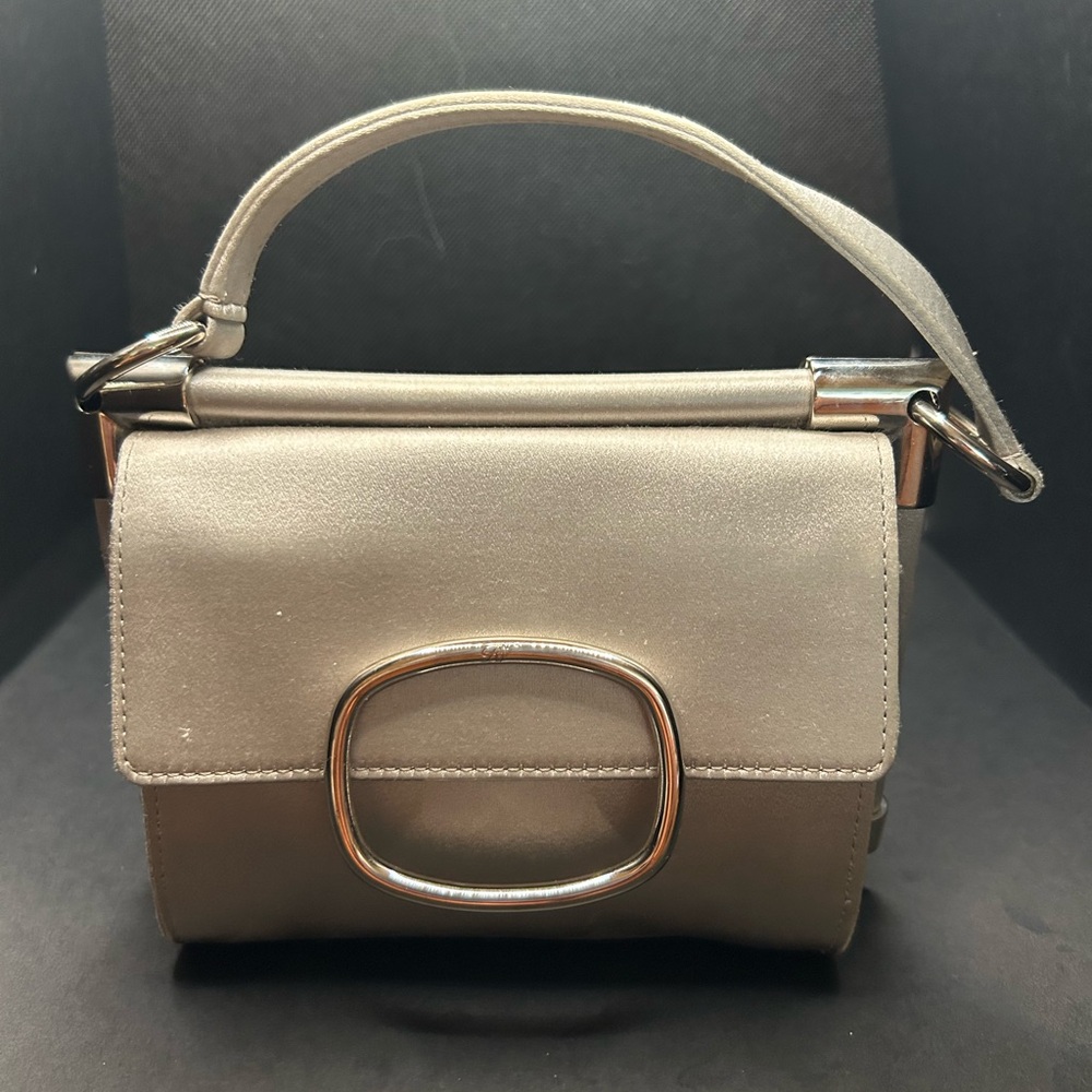 Roger Vivier Small Miss Viv Carre Silver Satin Bag